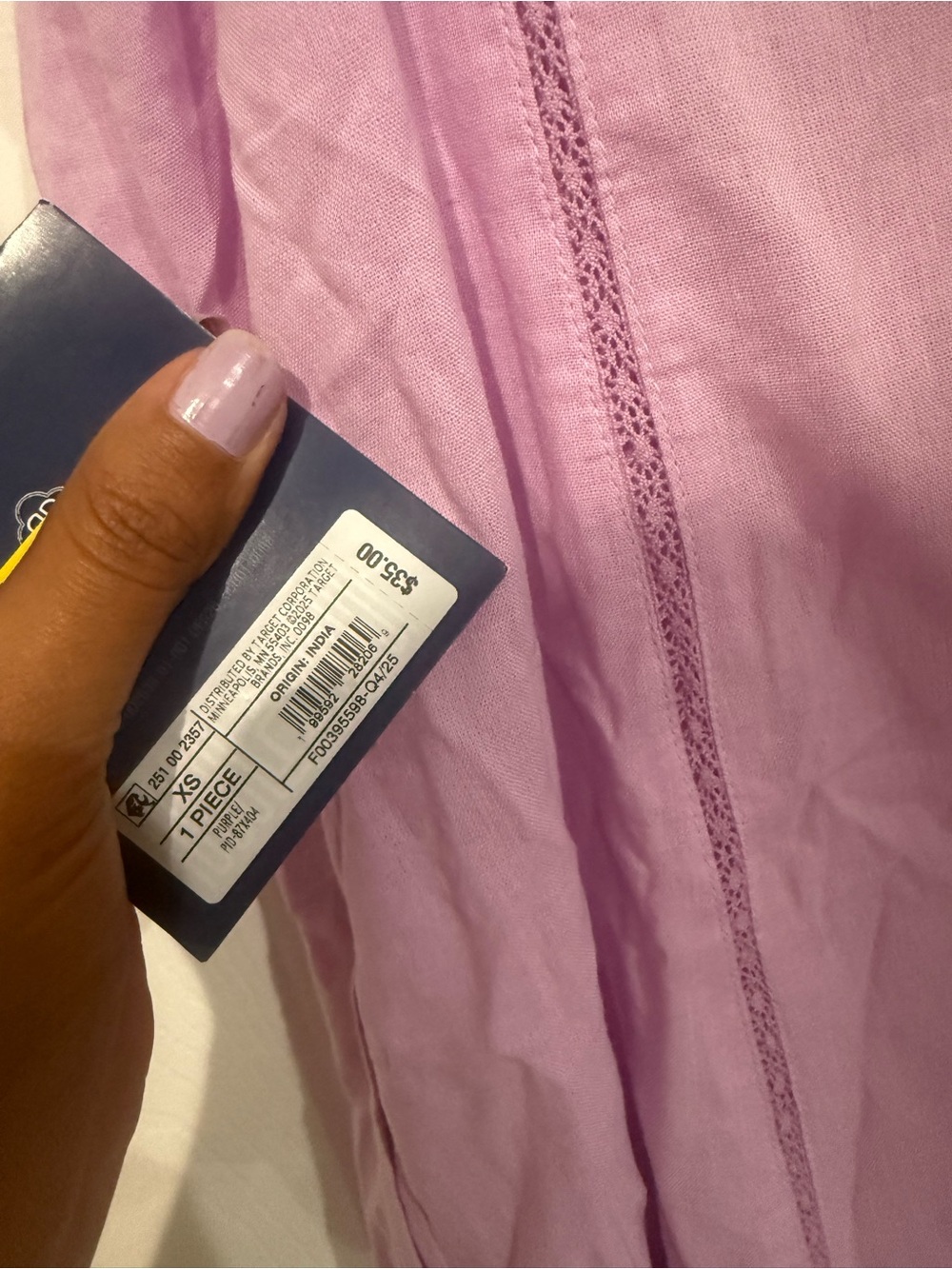 Women's Embroidered Slip Sleep Dress Lavender - Roller Rabbit XS NWT - Picture 10 of 11